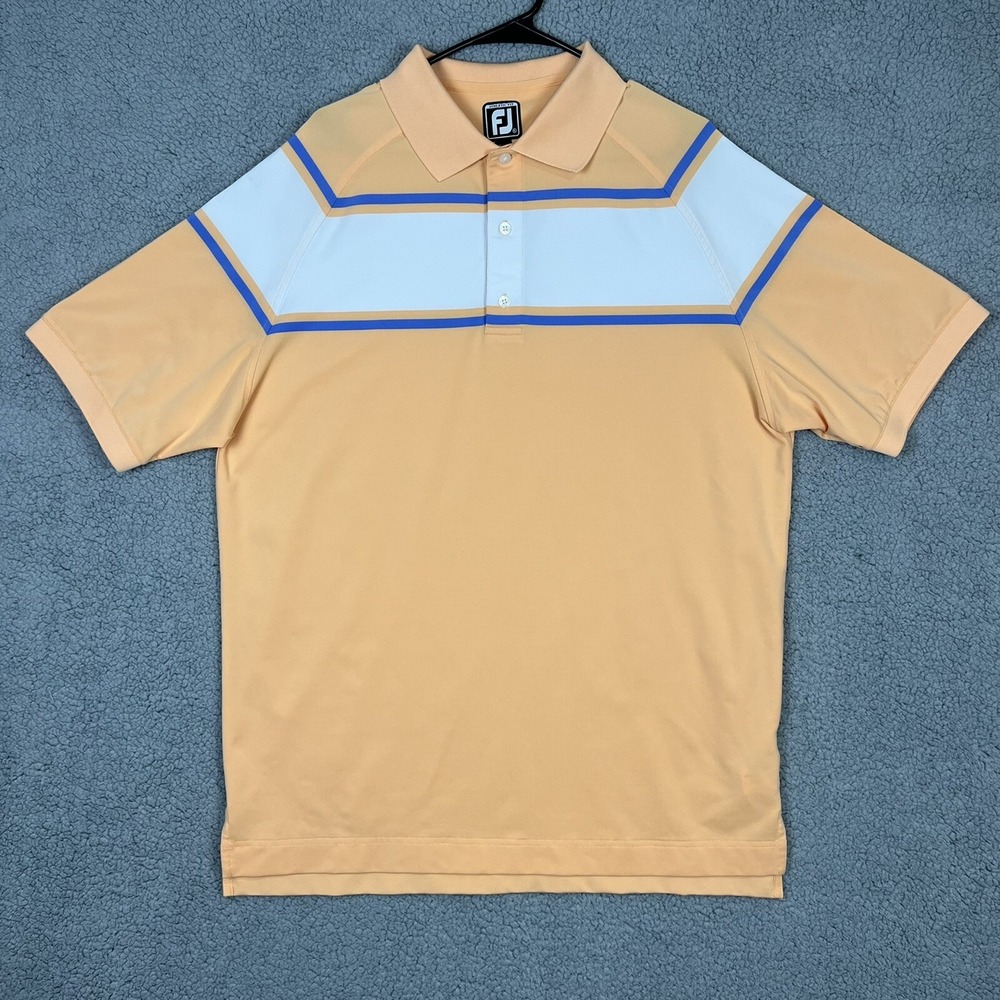 Footjoy Golf Polo Shirt Mens XL Athletic Fit Performance Stretch Peach White